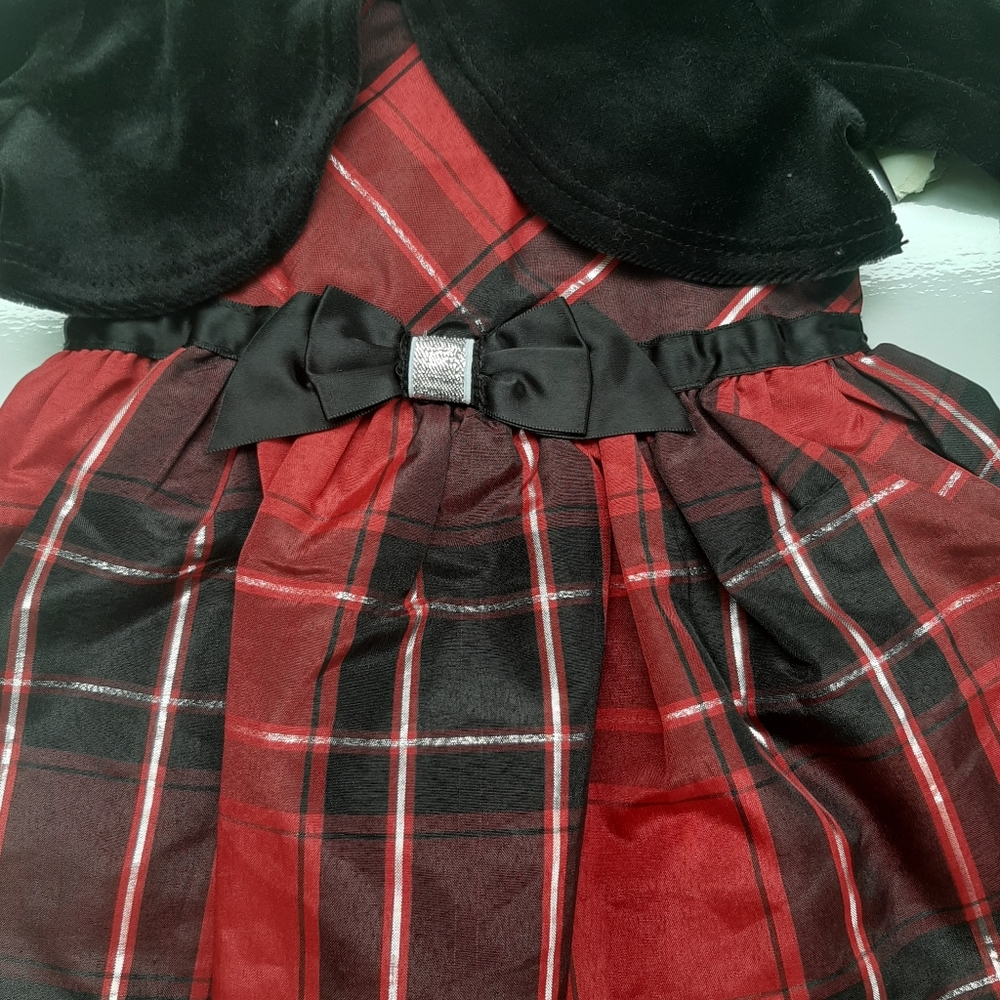 George Red Plaid Dress 2pc Set 3/6M - Picture 2 of 8